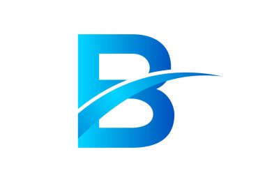 Gradyan B harfi logo tasarımı, swoosh, Vektör illüstrasyonu