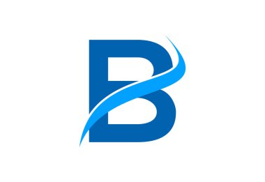 Gradyan B harfi logo tasarımı, swoosh, Vektör illüstrasyonu