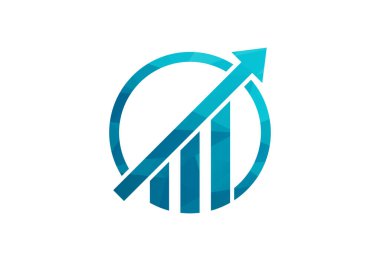 Yaratıcı ok ve Vektör tasarım kavramına sahip düşük Poli ve Finansal logo tasarımı