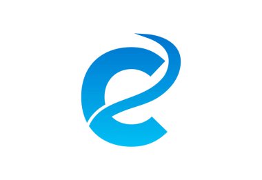 Gradyan C harfi logo tasarımı, swoosh, Vektör illüstrasyonu
