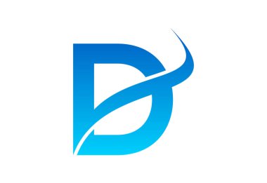 Gradyan D harfi logo tasarımı, swoosh, Vektör illüstrasyonu