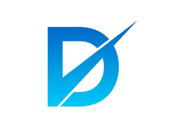 Gradyan D harfi logo tasarımı, swoosh, Vektör illüstrasyonu