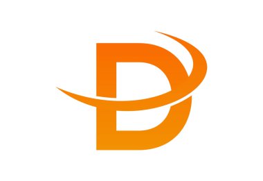 Gradyan D harfi logo tasarımı, swoosh, Vektör illüstrasyonu
