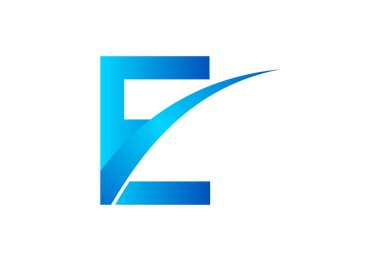 Gradyan E harf logosu tasarımı, swoosh, Vektör çizimi