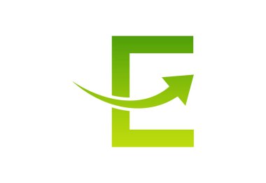 Gradyan E harf logosu tasarımı, swoosh, Vektör çizimi