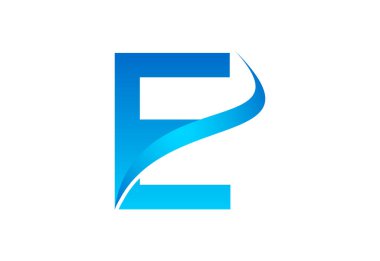 Gradyan E harf logosu tasarımı, swoosh, Vektör çizimi