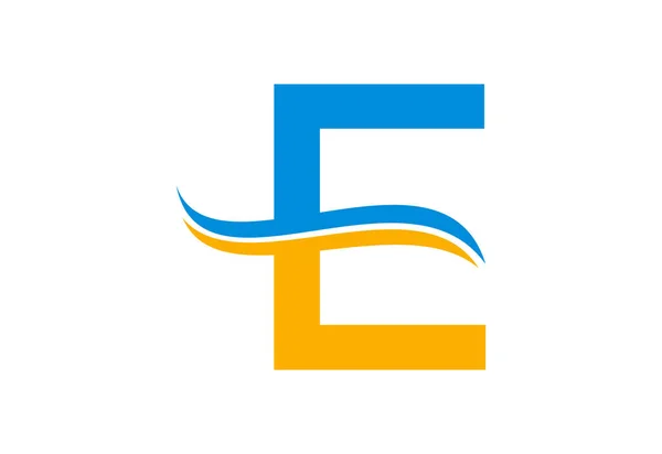 スウッシュでグラデーションE文字のロゴデザイン ベクトルイラスト — ストックベクタ
