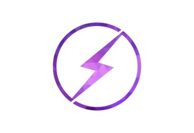 Low Poly ve Electric logosu, Lighting bolt, Thunder bolt tasarım logo şablonu, vektör illüstrasyonu