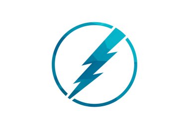 Low Poly ve Electric logosu, Lighting bolt, Thunder bolt tasarım logo şablonu, vektör illüstrasyonu