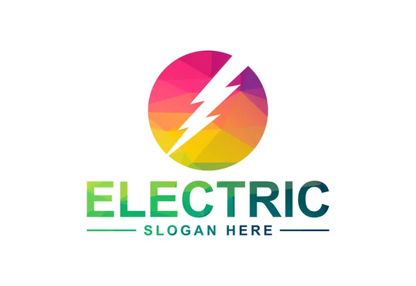 Låg Poly Och Elektrisk Logotyp Belysningsbult Thunder Bult Design Logotyp — Stock vektor