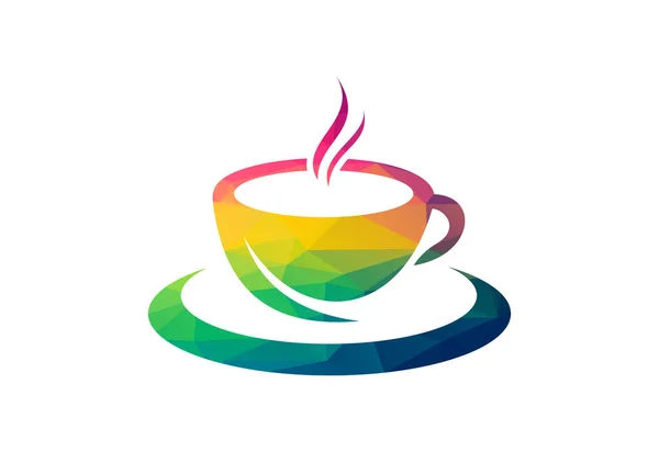 Low Poly Und Coffee Shop Restaurant Logo Design Vector Designkonzept — Stockvektor
