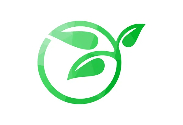Low Poly Green Garden Logo Design Vector Design Template — 스톡 벡터
