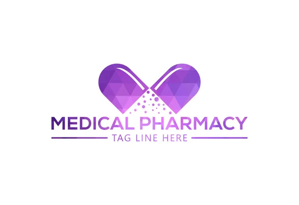 Diseño Bajo Del Logotipo Farmacia Médica Polivinílica Creativa Concepto Diseño — Archivo Imágenes Vectoriales