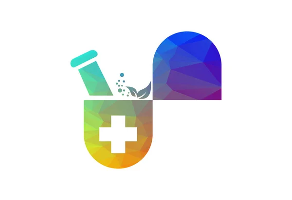 Design Logotipo Farmácia Médica Baixa Poly Criativa Conceito Design Vetores —  Vetores de Stock