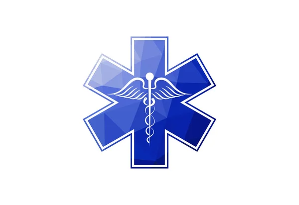 Дизайн Логотипу Низької Полі Творчої Медичної Аптеки Концепція Векторного Дизайну — стоковий вектор