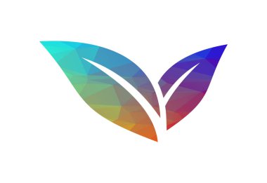 Düşük Poli ve Yaratıcı Yeşil doğa logosu tasarımı, Vektör tasarım şablonu