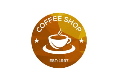 Low Poly and Coffee dükkanı, restoran logosu tasarım Vektör tasarımı konsepti
