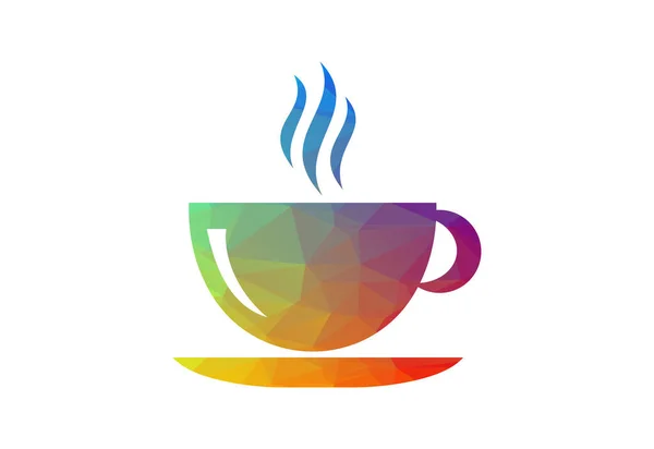 Low Poly Coffee Shop Projekt Logo Restauracji Koncepcja Wektorowa — Wektor stockowy