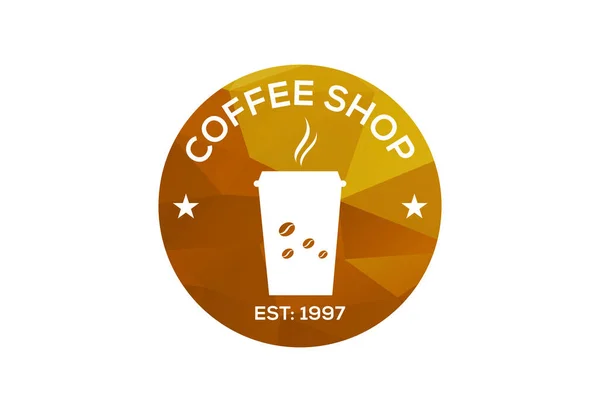 Low Poly Coffee Shop Design Logotipo Restaurante Conceito Design Vetorial —  Vetores de Stock