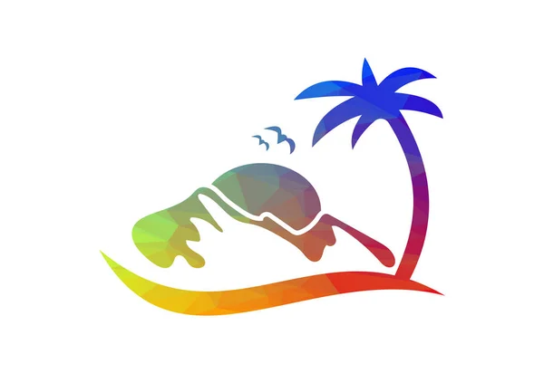 Logodesign Für Low Poly Und Beach Designkonzept Für Vector — Stockvektor