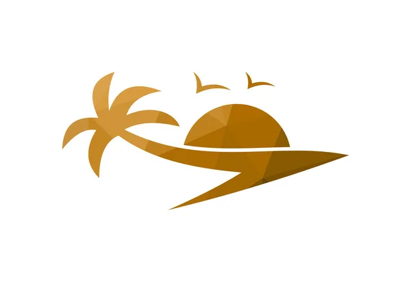 Låg Poly Och Beach Logo Design Vector Design Koncept — Stock vektor