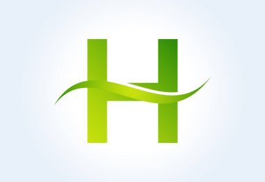 Gradyan H harfi logo tasarımı. Swoosh, Vektör tasarım şablonu