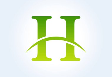Gradyan H harfi logo tasarımı. Swoosh, Vektör tasarım şablonu