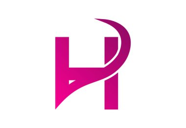 Gradyan H harfi logo tasarımı. Swoosh, Vektör tasarım şablonu