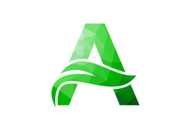 Düşük Poli ve Paraflı Yaratıcı sembollü A harfi logosu, Vektör tasarım şablonu