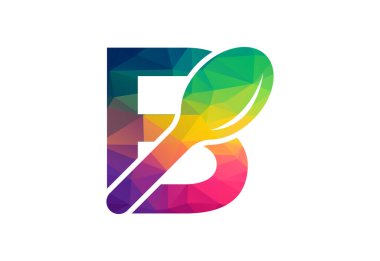 Yaratıcı sembollü düşük Poli ve B harfli logo, Vektör tasarım şablonu