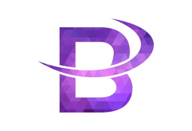 Yaratıcı sembollü düşük Poli ve B harfli logo, Vektör tasarım şablonu