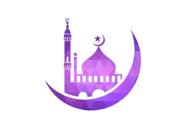 Diseño Bajo Del Logotipo Poly Mezquita Plantilla Logotipo Islámico Ilustración — Vector de stock