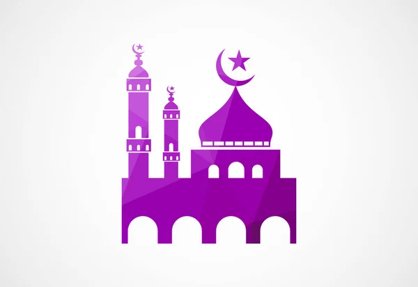 Diseño Bajo Del Logotipo Poly Mezquita Plantilla Logotipo Islámico Ilustración — Vector de stock