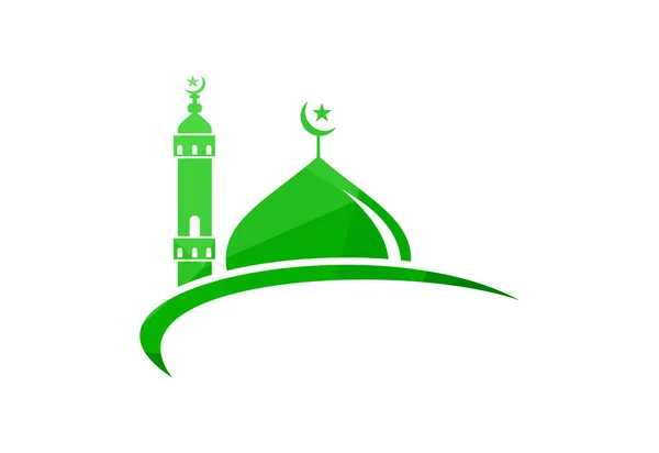 低ポリとモスクのロゴデザイン イスラムのロゴテンプレート ベクトルイラスト — ストックベクタ