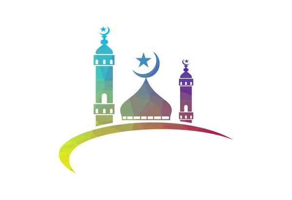 Low Poly Mosque Logo Design Islamic Logo Template Vector Illustration — 스톡 벡터