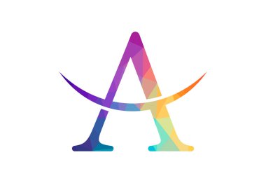 Low Poly ve baş harf logo tasarım şablonu, Vektör illüstrasyonu