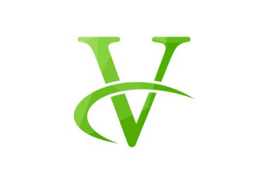 Düşük Poli ve V harfli logo tasarımı, Vektör illüstrasyonu