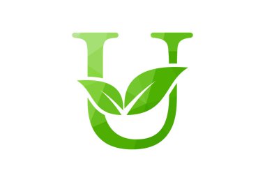 Düşük Poli ve ilk U harfi logo tasarımı, Vektör illüstrasyonu