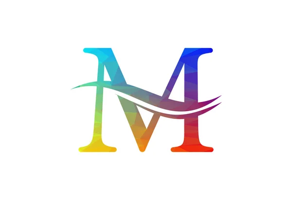 低ポリと初期M文字のロゴデザイン ベクターイラスト — ストックベクタ