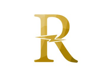 Düşük Poli ve İlk R harfi logo tasarım şablonu, Vektör illüstrasyonu