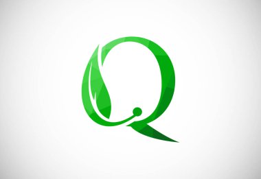 Düşük Poli ve Harf Q logo tasarım şablonu, Vektör illüstrasyonu
