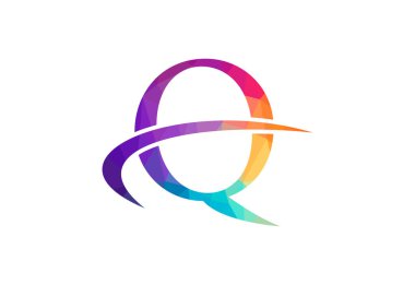 Düşük Poli ve Harf Q logo tasarım şablonu, Vektör illüstrasyonu