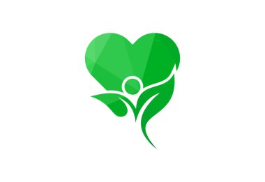 Düşük Poli ve Tıbbi ve Sağlık Merkezi logo tasarımı, Vektör tasarım şablonu