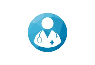 Düşük Poli ve Tıbbi ve Sağlık Merkezi logo tasarımı, Vektör tasarım şablonu