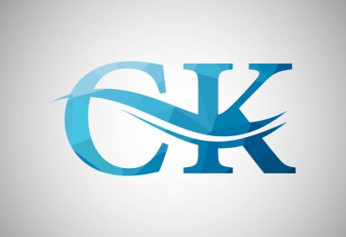 Düşük Poli ve Alfabe ilk CK harfi logo tasarımı, Vektör tasarım şablonu