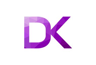 Düşük Poli ve Alfabe ilk DK harf logosu tasarımı, Vektör tasarım şablonu
