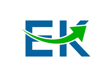 Alfabe ilk EK harf logo tasarımı, Vektör tasarım şablonu