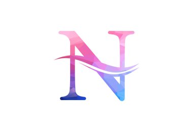 Düşük Poli ve Alfabe başlangıç harfi N logo tasarım şablonu, Vektör illüstrasyonu