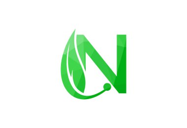 Düşük Poli ve Alfabe başlangıç harfi N logo tasarım şablonu, Vektör illüstrasyonu