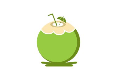 Modern tropikal hindistan cevizi logosu tasarımı, Vektör tasarım şablonu